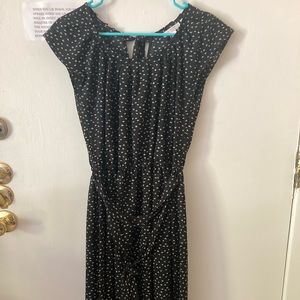 Black dress with white flower designs